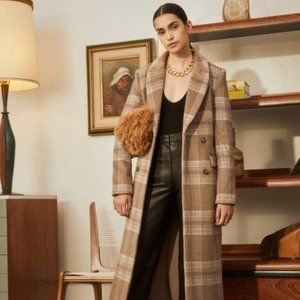 Reformation York Coat in Brown Check